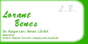 lorant benes business card
