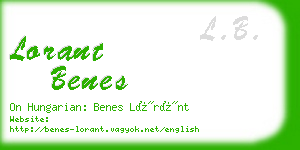 lorant benes business card